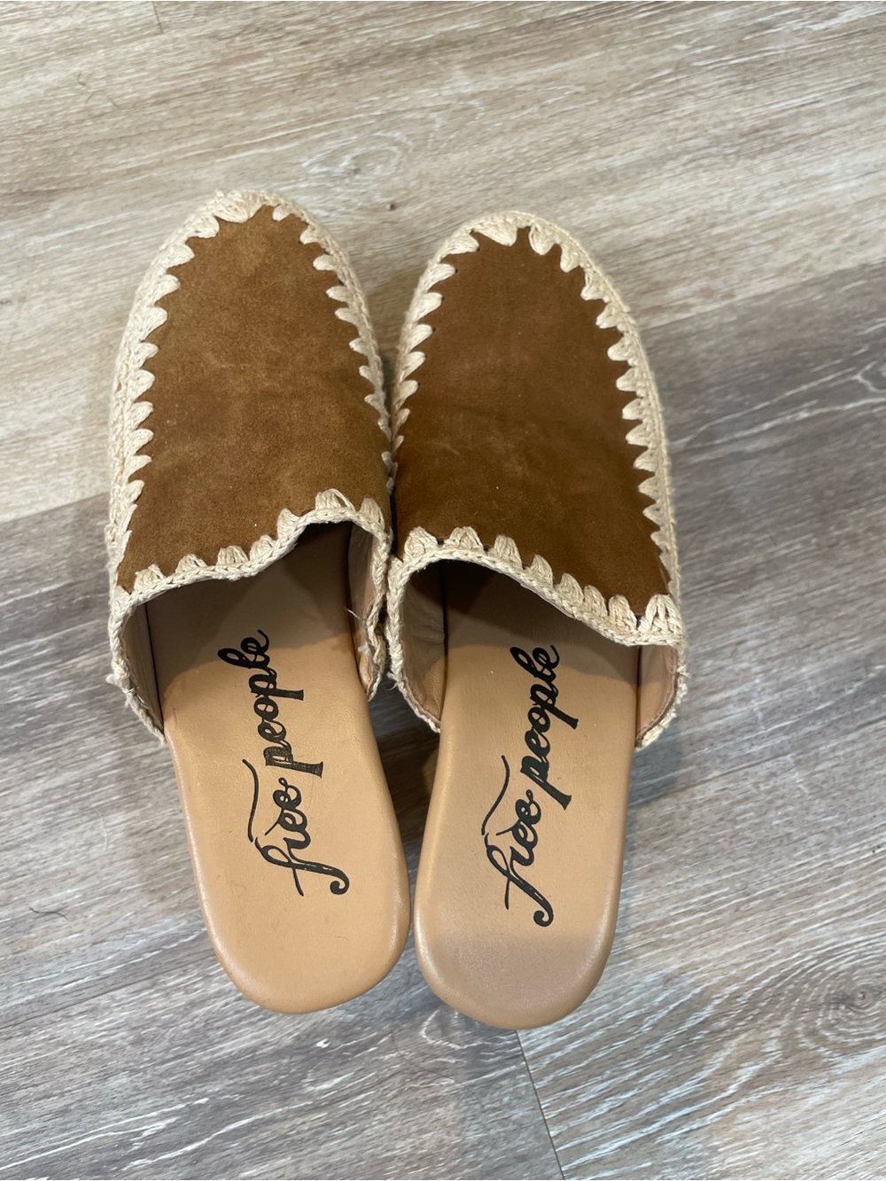 Free People Brown Suede Slip-On Espadrille Mules